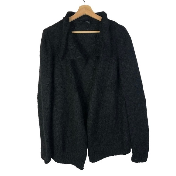 The Kooples Sweaters - The Kooples Black Mohair Blend Open Drape Front Cardigan Sweater 3/L